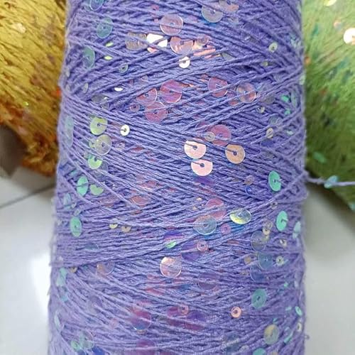 Sequin Sparkle Strickgarn, Pailletten-Baumwollgarn, 250 g, 750 m, mehrfarbig, 6 mm und 3 mm, DIY-Stricken(1) von PXAMORTEL