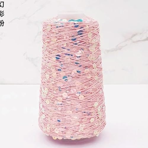 Sequin Sparkle Strickgarn, Pailletten-Baumwollgarn, 250 g, 750 m, mehrfarbig, 6 mm und 3 mm, DIY-Stricken(19) von PXAMORTEL