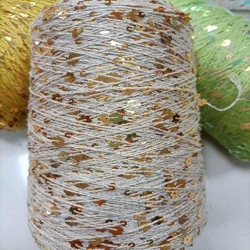 Sequin Sparkle Strickgarn, Pailletten-Baumwollgarn, 250 g, 750 m, mehrfarbig, 6 mm und 3 mm, DIY-Stricken(3) von PXAMORTEL