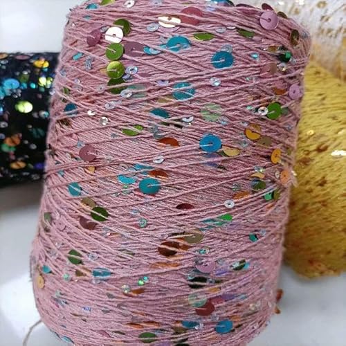 Sequin Sparkle Strickgarn, Pailletten-Baumwollgarn, 250 g, 750 m, mehrfarbig, 6 mm und 3 mm, DIY-Stricken(4) von PXAMORTEL