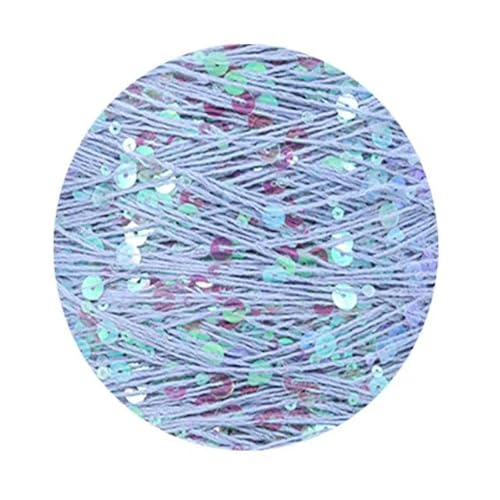 Sequin Sparkle Strickgarn, Pailletten-Baumwollgarn, 50 g, 140 m, 3 mm, 6 mm, Pailletten, mehrfarbig, for Handstricken, DIY(AJ069) von PXAMORTEL