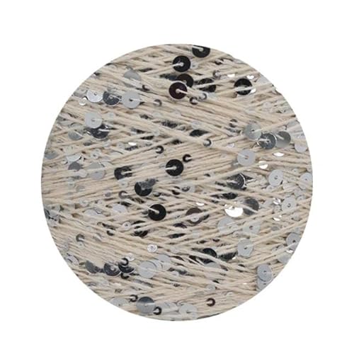 Sequin Sparkle Strickgarn, Pailletten-Baumwollgarn, 50 g, 140 m, 3 mm, 6 mm, Pailletten, mehrfarbig, for Handstricken, DIY(AJ100) von PXAMORTEL