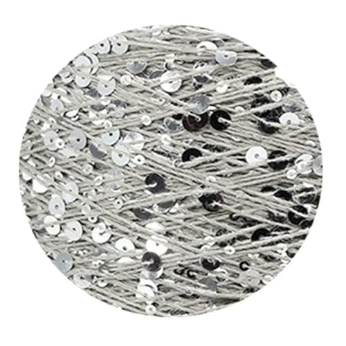 Sequin Sparkle Strickgarn, Pailletten-Baumwollgarn, 50 g, 140 m, 3 mm, 6 mm, Pailletten, mehrfarbig, for Handstricken, DIY(AJ125) von PXAMORTEL