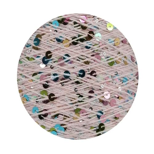 Sequin Sparkle Strickgarn, Pailletten-Baumwollgarn, 50 g, 140 m, 3 mm, 6 mm, Pailletten, mehrfarbig, for Handstricken, DIY(AJ133X) von PXAMORTEL