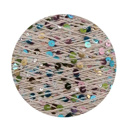 Sequin Sparkle Strickgarn, Pailletten-Baumwollgarn, 50 g, 140 m, 3 mm, 6 mm, Pailletten, mehrfarbig, for Handstricken, DIY(AJ136X) von PXAMORTEL