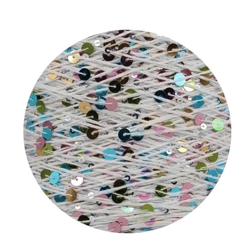 Sequin Sparkle Strickgarn, Pailletten-Baumwollgarn, 50 g, 140 m, 3 mm, 6 mm, Pailletten, mehrfarbig, for Handstricken, DIY(AJ138X) von PXAMORTEL