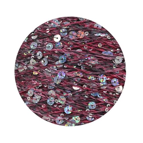 Sequin Sparkle Strickgarn, Pailletten-Baumwollgarn, 50 g, 140 m, 3 mm, 6 mm, Pailletten, mehrfarbig, for Handstricken, DIY(AW002) von PXAMORTEL