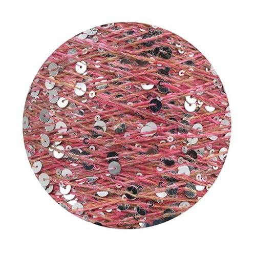 Sequin Sparkle Strickgarn, Pailletten-Baumwollgarn, 50 g, 140 m, 3 mm, 6 mm, Pailletten, mehrfarbig, for Handstricken, DIY(AW008) von PXAMORTEL