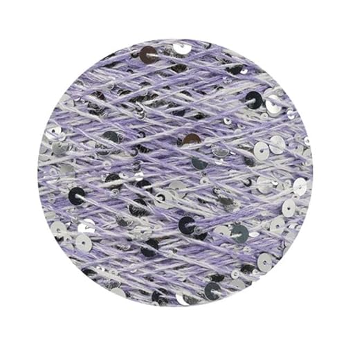 Sequin Sparkle Strickgarn, Pailletten-Baumwollgarn, 50 g, 140 m, 3 mm, 6 mm, Pailletten, mehrfarbig, for Handstricken, DIY(AW011) von PXAMORTEL