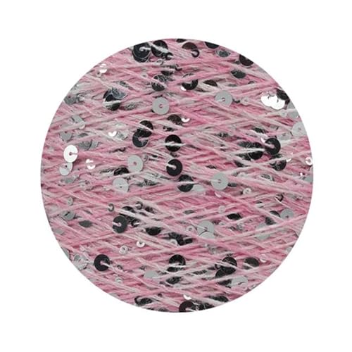 Sequin Sparkle Strickgarn, Pailletten-Baumwollgarn, 50 g, 140 m, 3 mm, 6 mm, Pailletten, mehrfarbig, for Handstricken, DIY(AW012) von PXAMORTEL