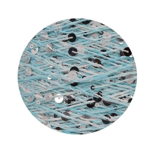 Sequin Sparkle Strickgarn, Pailletten-Baumwollgarn, 50 g, 140 m, 3 mm, 6 mm, Pailletten, mehrfarbig, for Handstricken, DIY(AW013) von PXAMORTEL