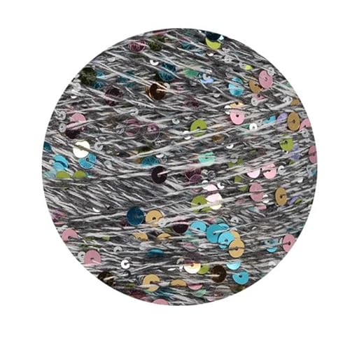 Sequin Sparkle Strickgarn, Pailletten-Baumwollgarn, 50 g, 140 m, 3 mm, 6 mm, Pailletten, mehrfarbig, for Handstricken, DIY(AW017) von PXAMORTEL