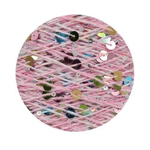 Sequin Sparkle Strickgarn, Pailletten-Baumwollgarn, 50 g, 140 m, 3 mm, 6 mm, Pailletten, mehrfarbig, for Handstricken, DIY(AW022) von PXAMORTEL