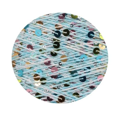 Sequin Sparkle Strickgarn, Pailletten-Baumwollgarn, 50 g, 140 m, 3 mm, 6 mm, Pailletten, mehrfarbig, for Handstricken, DIY(AW023) von PXAMORTEL