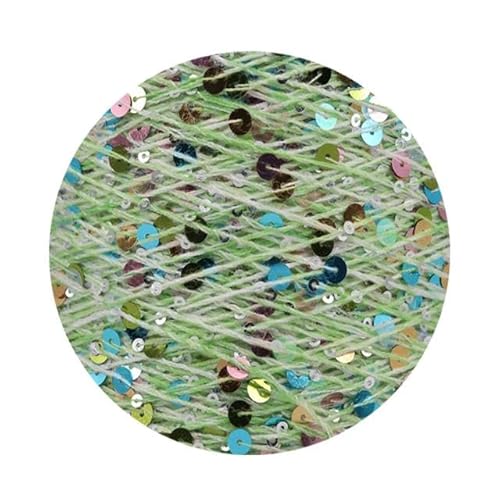 Sequin Sparkle Strickgarn, Pailletten-Baumwollgarn, 50 g, 140 m, 3 mm, 6 mm, Pailletten, mehrfarbig, for Handstricken, DIY(AW024) von PXAMORTEL