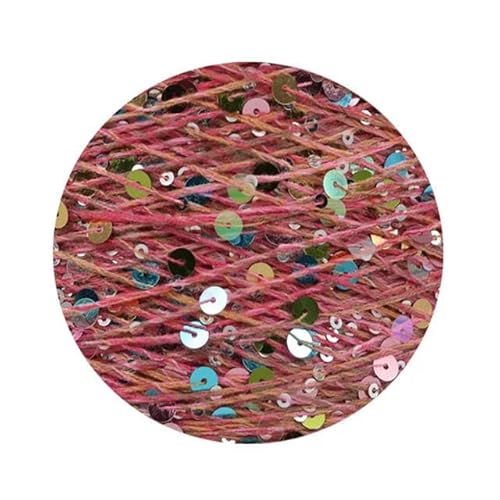 Sequin Sparkle Strickgarn, Pailletten-Baumwollgarn, 50 g, 140 m, 3 mm, 6 mm, Pailletten, mehrfarbig, for Handstricken, DIY(AW025) von PXAMORTEL