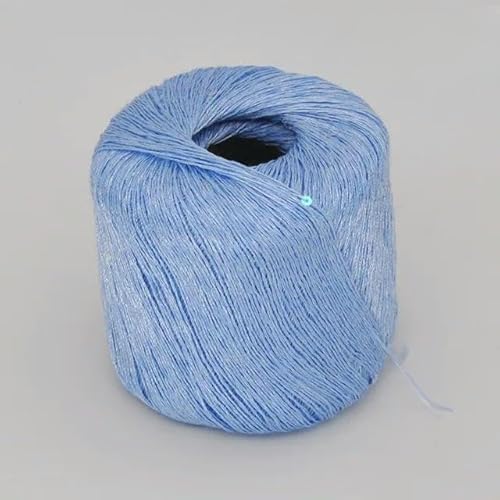 Sequin Sparkle Strickgarn, Paillettenbesetztes Leinen-Baumwollgarn, mehrfarbig, Strang for Stricken und Häkeln(SKY BLUE) von PXAMORTEL