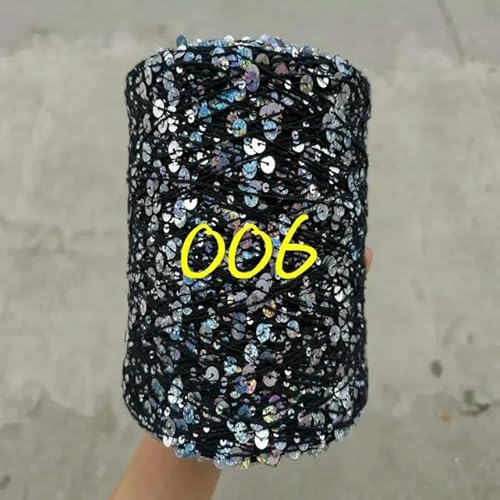 Sequin Sparkle Strickgarn, Paillettengarn, 20 g, 99% Baumwolle, mehrfarbig, 6 mm – 3 mm, 58 Meter, for Handstricken(20g 006) von PXAMORTEL