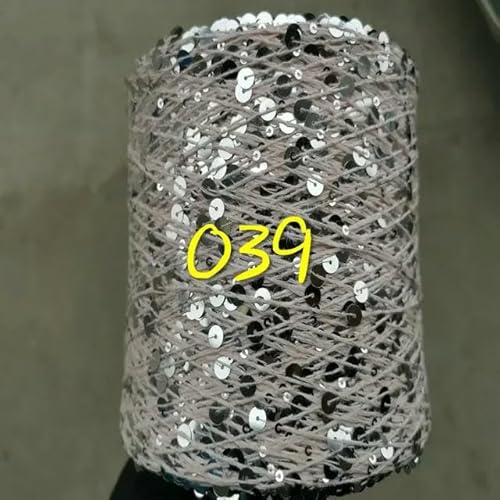 Sequin Sparkle Strickgarn, Paillettengarn, 20 g, 99% Baumwolle, mehrfarbig, 6 mm – 3 mm, 58 Meter, for Handstricken(20g 039) von PXAMORTEL