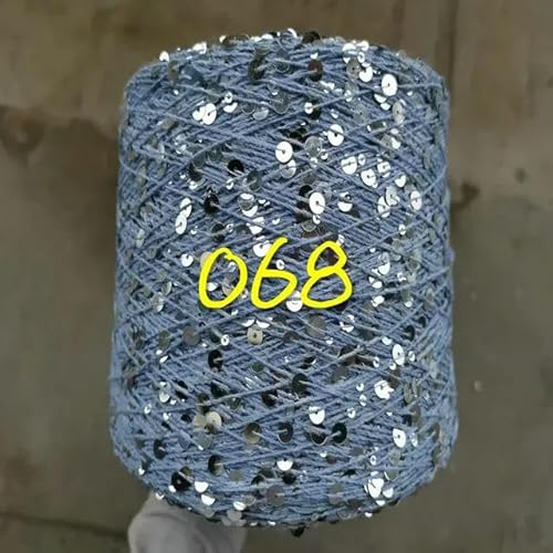 Sequin Sparkle Strickgarn, Paillettengarn, 20 g, 99% Baumwolle, mehrfarbig, 6 mm – 3 mm, 58 Meter, for Handstricken(20g 068) von PXAMORTEL