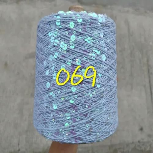 Sequin Sparkle Strickgarn, Paillettengarn, 20 g, 99% Baumwolle, mehrfarbig, 6 mm – 3 mm, 58 Meter, for Handstricken(20g 069) von PXAMORTEL