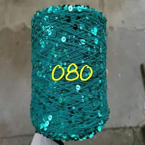 Sequin Sparkle Strickgarn, Paillettengarn, 20 g, 99% Baumwolle, mehrfarbig, 6 mm – 3 mm, 58 Meter, for Handstricken(20g 080) von PXAMORTEL