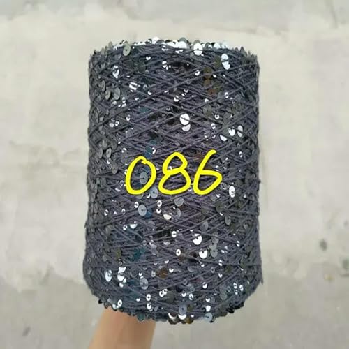 Sequin Sparkle Strickgarn, Paillettengarn, 20 g, 99% Baumwolle, mehrfarbig, 6 mm – 3 mm, 58 Meter, for Handstricken(20g 086) von PXAMORTEL