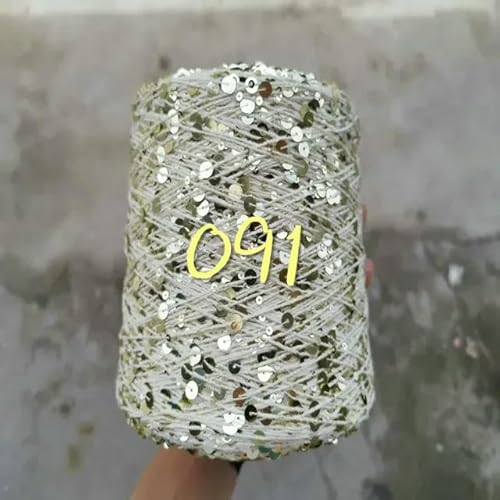 Sequin Sparkle Strickgarn, Paillettengarn, 20 g, 99% Baumwolle, mehrfarbig, 6 mm – 3 mm, 58 Meter, for Handstricken(20g 091) von PXAMORTEL