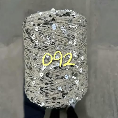 Sequin Sparkle Strickgarn, Paillettengarn, 20 g, 99% Baumwolle, mehrfarbig, 6 mm – 3 mm, 58 Meter, for Handstricken(20g 092) von PXAMORTEL
