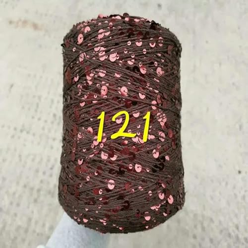 Sequin Sparkle Strickgarn, Paillettengarn, 20 g, 99% Baumwolle, mehrfarbig, 6 mm – 3 mm, 58 Meter, for Handstricken(20g 121) von PXAMORTEL