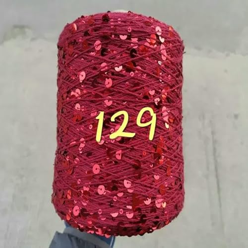 Sequin Sparkle Strickgarn, Paillettengarn, 20 g, 99% Baumwolle, mehrfarbig, 6 mm – 3 mm, 58 Meter, for Handstricken(20g 129) von PXAMORTEL