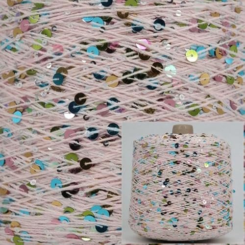 Sequin Sparkle Strickgarn, Paillettengarn, 50 g, Sommer-Eisseide, merzerisierte Baumwolle, Acrylmischung, mehrfarbig, for Basteln(AJ133X) von PXAMORTEL