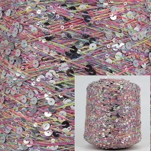 Sequin Sparkle Strickgarn, Paillettengarn, 50 g, Sommer-Eisseide, merzerisierte Baumwolle, Acrylmischung, mehrfarbig, for Basteln(AW015) von PXAMORTEL