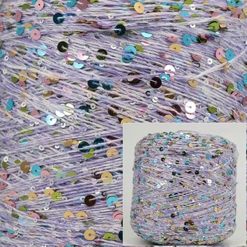 Sequin Sparkle Strickgarn, Paillettengarn, 50 g, Sommer-Eisseide, merzerisierte Baumwolle, Acrylmischung, mehrfarbig, for Basteln(AW020) von PXAMORTEL
