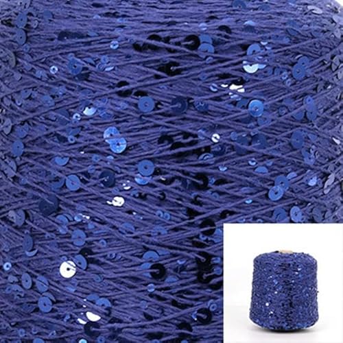 Sequin Sparkle Strickgarn, Stränge 50 g Baumwoll-Glitzergarn mit 6 mm + 3 mm Pailletten for Stricken, DIY, mehrfarbig(AJ005) von PXAMORTEL