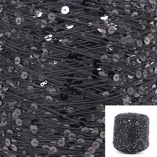 Sequin Sparkle Strickgarn, Stränge 50 g Baumwoll-Glitzergarn mit 6 mm + 3 mm Pailletten for Stricken, DIY, mehrfarbig(AJ011) von PXAMORTEL