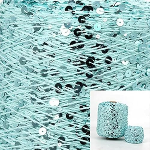 Sequin Sparkle Strickgarn, Stränge 50 g Baumwoll-Glitzergarn mit 6 mm + 3 mm Pailletten for Stricken, DIY, mehrfarbig(AJ062) von PXAMORTEL