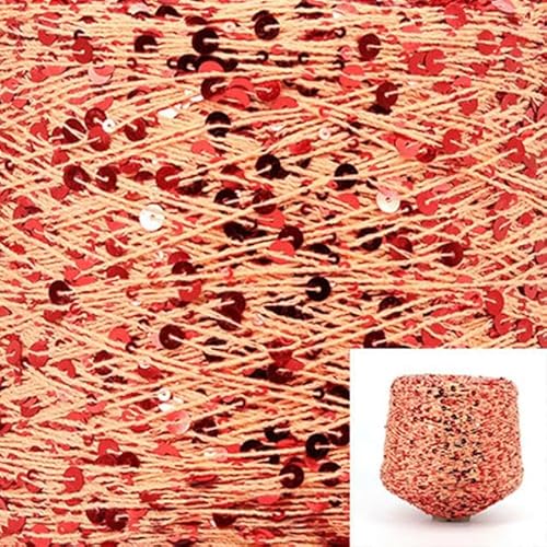 Sequin Sparkle Strickgarn, Stränge 50 g Baumwoll-Glitzergarn mit 6 mm + 3 mm Pailletten for Stricken, DIY, mehrfarbig(AJ097) von PXAMORTEL