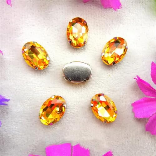 Sew on Strasssteine, Glasperlen, silberfarben, 7 Größen, verschiedene Farben, ovale Form, zum Nähen, DIY-Ornamente (13 x 18 mm, 20 Stück, A22 Topaz) von PXAMORTEL