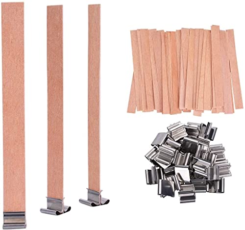 PXBBZDQ Holzdochte zur Kerzenherstellung, 100 Stück Holzkerzendochte 1,3 x 15 cm Holzkerzendocht knistern, Holzdochte für Soja-Kerzenherstellung, (DIM.-.030-.500-6) (50 Sets) von PXBBZDQ