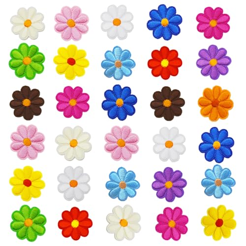 PXBSNB 30 Stück Patches zum Aufbügeln Blumen, Stickerei Flicken zum Aufbügeln Kinder, Gänseblümchen Aufnäher zum Aufbügeln, Klein Bügelbild Erwachsene für Jeans Jacke Hut DIY Dekorative(Bunt) PXBSNB 30 Stück Patches zum Aufbügeln Blumen, Stickerei Flicken zum Aufbügeln Kinder, Gänseblümchen Aufnäher zum Aufbügeln, Klein Bügelbild Erwachsene für Jeans Jacke Hut DIY Dekorative(Bunt) von PXBSNB