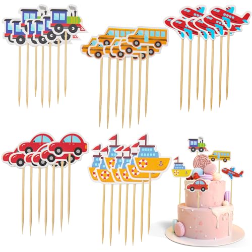 PXBSNB 35 Stück Transport-Kuchenaufsätze, Transport-Kuchendekorationen, Geburtstag, Cupcake-Topper für Kinder, Mädchen, Jungen, Auto, Bus, Zug, Schiff, Flugzeug, Themen-Geburtstagsparty-Zubehör PXBSNB 35 Stück Transport-Kuchenaufsätze, Transport-Kuchendekorationen, Geburtstag, Cupcake-Topper für Kinder, Mädchen, Jungen, Auto, Bus, Zug, Schiff, Flugzeug, Themen-Geburtstagsparty-Zubehör von PXBSNB