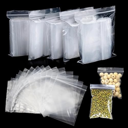 PXBSNB 500 Stück Druckverschlussbeutel 4 × 6cm, Klein Zipper Beutel, Transparente Plastikbeutel Verschließbar, Wiederverschließbare Ziplock Beutel für Schmuck Lebensmittel von PXBSNB