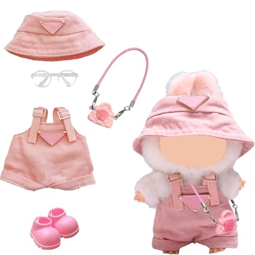 La-bu Kleidung, 5-teiliges Set in Rosa, Kleid zum Eindrücken von Puppen-Outfit-Zubehör, inklusive Hut, Overall, Tasche, Schuhe und Brille, für Mädchen, Jungen, Kindergeburtstag La-bu Kleidung, 5-teiliges Set in Rosa, Kleid zum Eindrücken von Puppen-Outfit-Zubehör, inklusive Hut, Overall, Tasche, Schuhe und Brille, für Mädchen, Jungen, Kindergeburtstag von PXDUCN