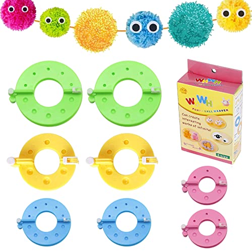 PXRLMYF 8 Stück PomPom Maker,4 Größen Fluff Ball Weaver Nadel,Kunststoff Pompom Maker Set für Kinder Erwachsene DIY Handwerk Dekoration von PXRLMYF