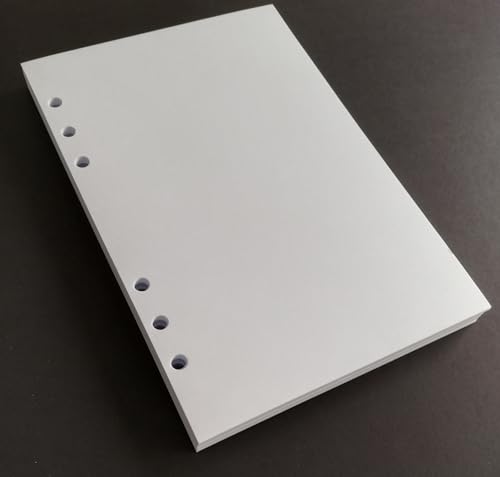 Ersatzminen 100 weiße Blätter (200 Seiten) dickes 120 g/m² Papier mit 6 Löchern für A5-Organizer mit 6 Ringen, 14,5 x 20,5 cm. von PY