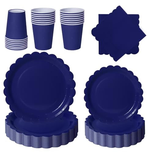 PYAILI Dunkelblau Partygeschirr, 96 Stück Pappteller Set mit Blumenmuster für 24 Gäste, Papier Teller Pappbecher Servietten für Geburtstag, Muttertag, Babyparty, Bridgerton, Teeparty PYAILI Dunkelblau Partygeschirr, 96 Stück Pappteller Set mit Blumenmuster für 24 Gäste, Papier Teller Pappbecher Servietten für Geburtstag, Muttertag, Babyparty, Bridgerton, Teeparty von PYAILI