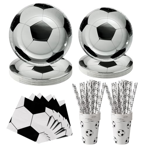 PYAILI Fußball Partygeschirr Set, Fußball Partyteller Geburtstag für 20 Gäste, Fussball Geburtstag Geschirr, Party Deko Set, Kindergeburtstag Teller Becher Servietten PYAILI Fußball Partygeschirr Set, Fußball Partyteller Geburtstag für 20 Gäste, Fussball Geburtstag Geschirr, Party Deko Set, Kindergeburtstag Teller Becher Servietten von PYAILI