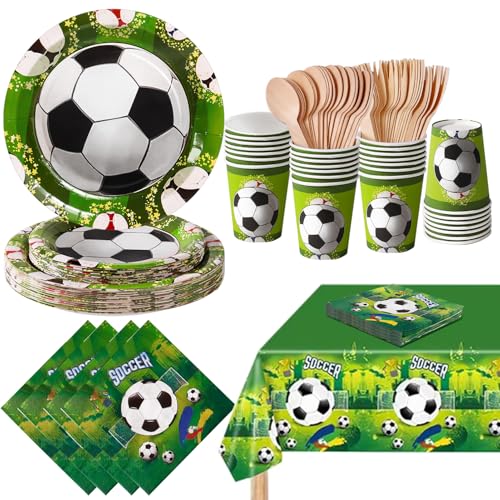 PYAILI Fußball Partygeschirr Set, Fußball Partyteller Geburtstag für 20 Gäste, Fussball Geburtstag Geschirr, Party Deko Set, Kindergeburtstag Teller Becher Servietten PYAILI Fußball Partygeschirr Set, Fußball Partyteller Geburtstag für 20 Gäste, Fussball Geburtstag Geschirr, Party Deko Set, Kindergeburtstag Teller Becher Servietten von PYAILI