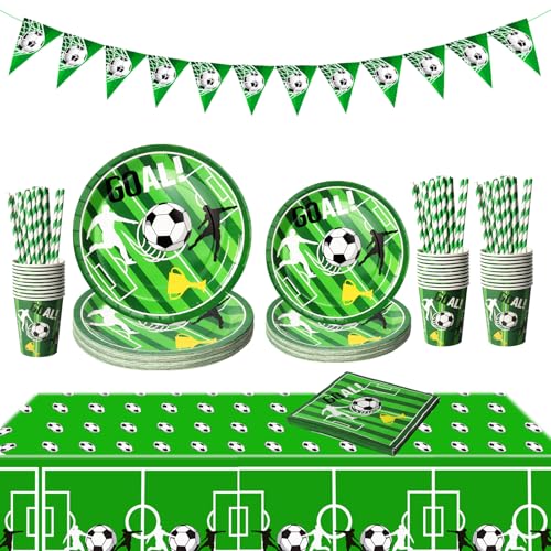 PYAILI Fußball Partygeschirr Set, Fußball Partyteller Geburtstag für 20 Gäste, Fussball Geburtstag Geschirr, Party Deko Set, Kindergeburtstag Teller Becher Servietten PYAILI Fußball Partygeschirr Set, Fußball Partyteller Geburtstag für 20 Gäste, Fussball Geburtstag Geschirr, Party Deko Set, Kindergeburtstag Teller Becher Servietten von PYAILI